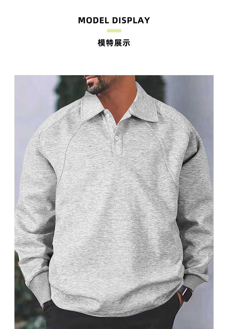 Crossover americano hombre sudadera 2024 primavera/otoño pound solapa holgada color sólido casual manga larga tops hombres tendencia pic 8