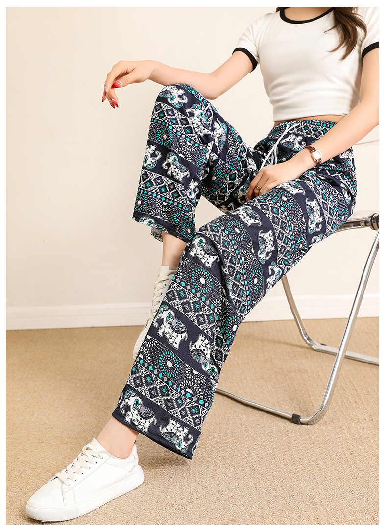 外贸跨境专供大象阔腿裤女夏季薄款高腰垂感直筒宽松休闲裤拖地裤详情15