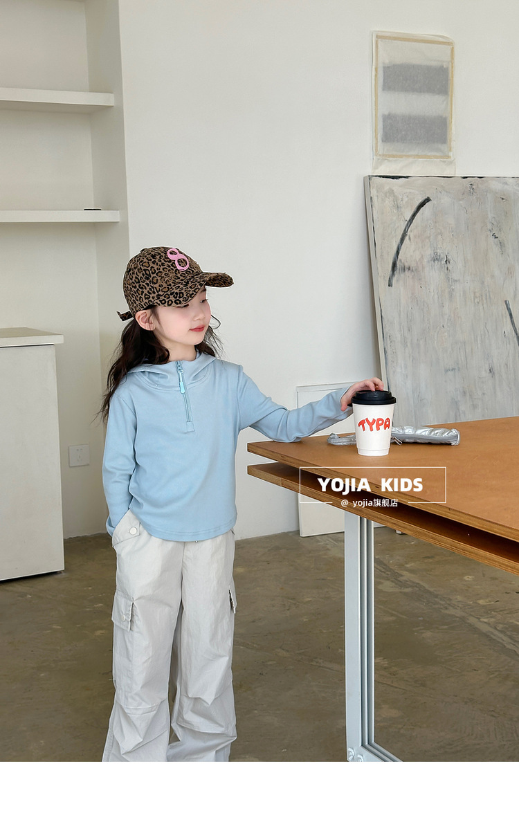 女童T恤春季2025新款韩范修身小女孩连帽上衣儿童长袖春装详情31