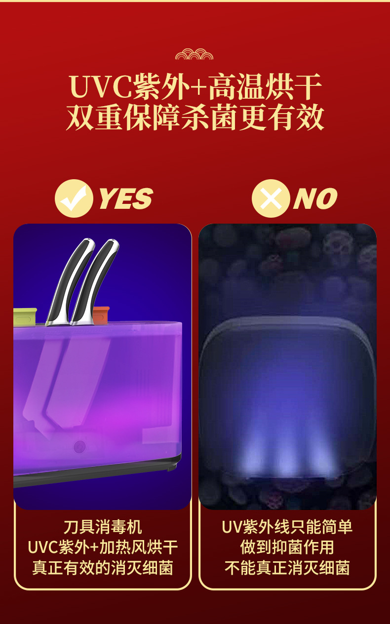 刀具消毒器家用厨房置物架菜板筷子紫外线去菌烘干消毒机详情12