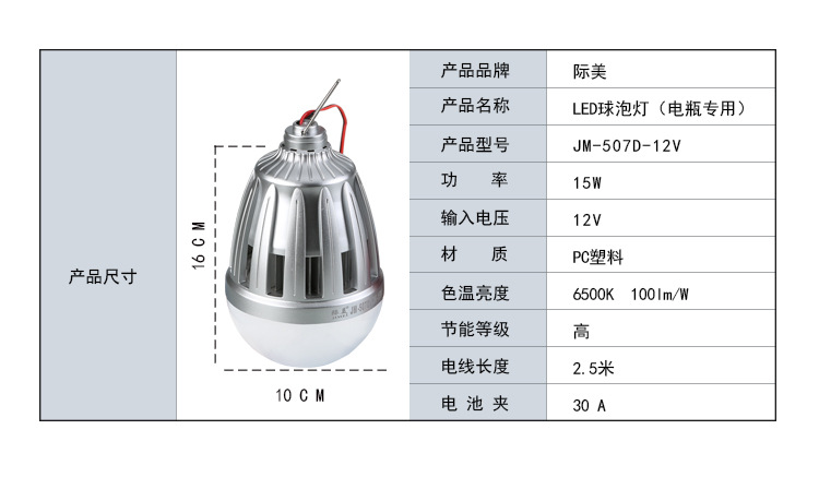 12V night market battery bulb lamp LED low-voltage street lamp pic 4