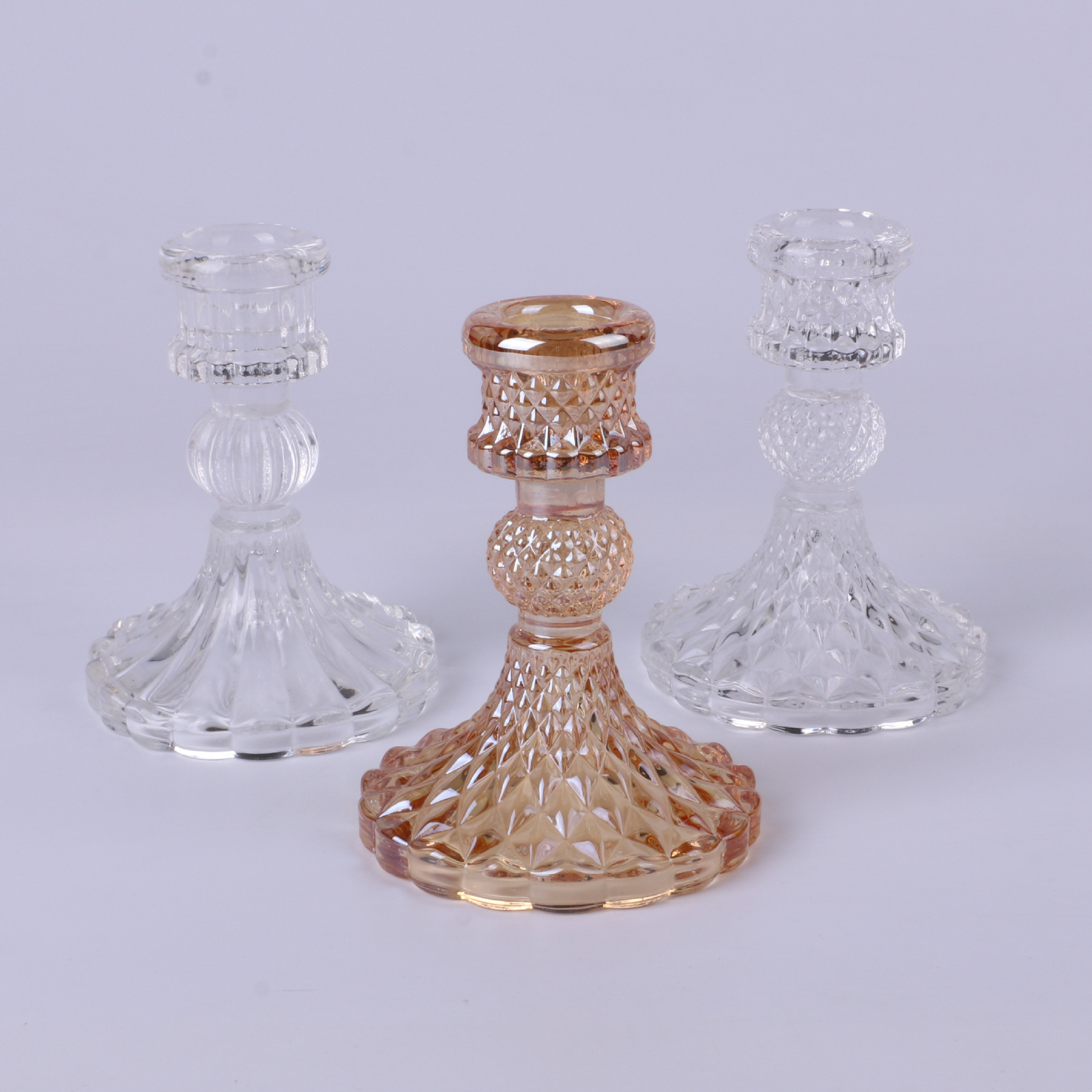 European-style simple ins glass candlestick, household pole wax base, romantic dining table candlestick, creative home decoration pic 7