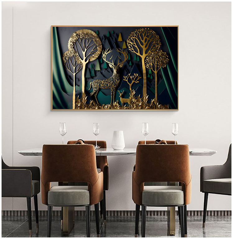 发财树晶瓷铝合金镶钻画装饰画客厅沙发背景墙壁画现代轻奢挂画芯详情1