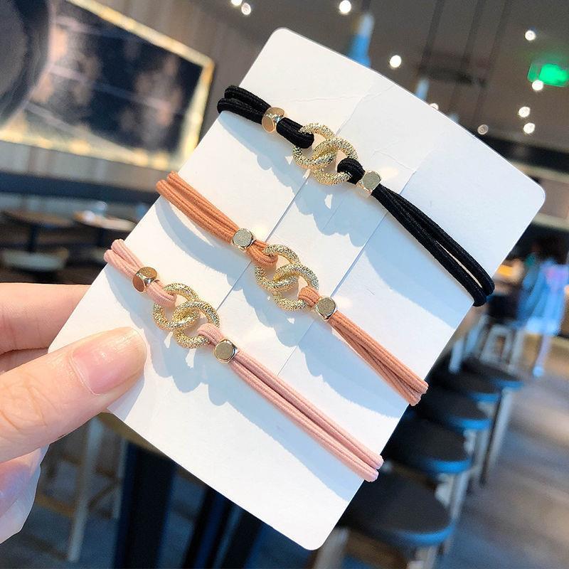 Korean version of ins alloy chain hair band, simple woven hair tie for women, high-elasticity colorful hair tie, small chanel-style hair accessory pic 17
