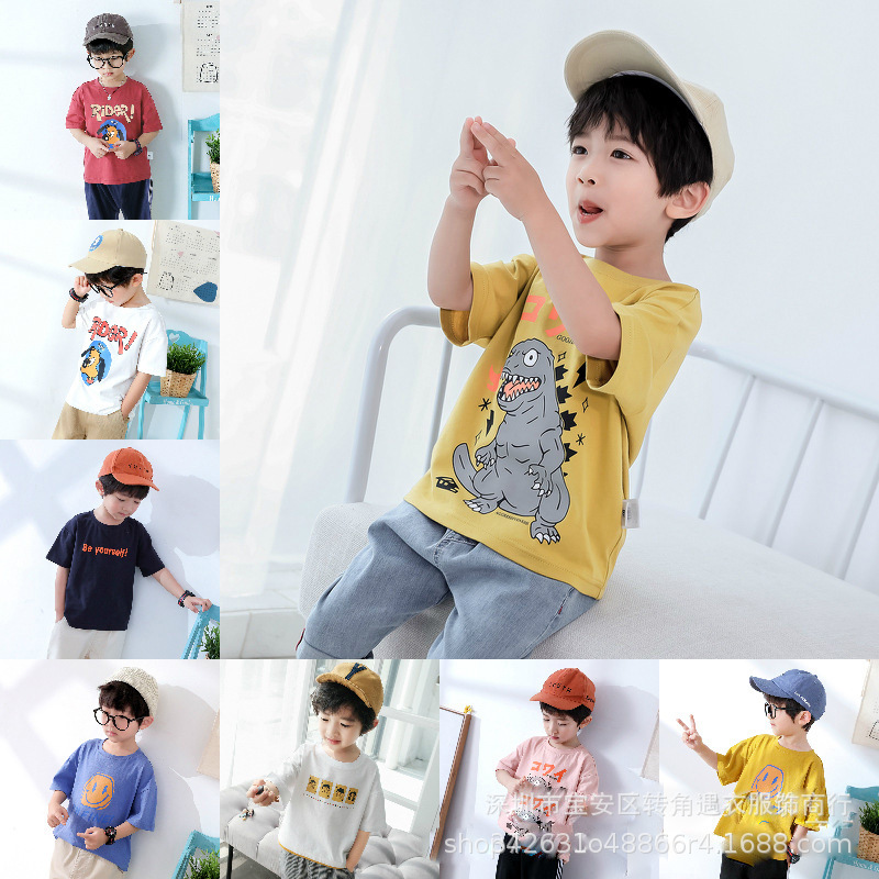Summer Korean short-sleeved T-shirts for small and medium-sized children are being cleared out for export to Southeast Asia pic 29