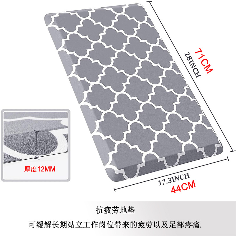 亚马逊跨境PVC厨房地垫彩色斜边发泡抗疲劳防水防滑防摔垫子批发详情2