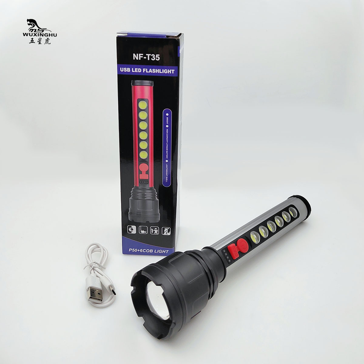 New zoom high-intensity aluminum alloy flashlight with charging power display and COB side light outdoor long-range flashlight pic 11