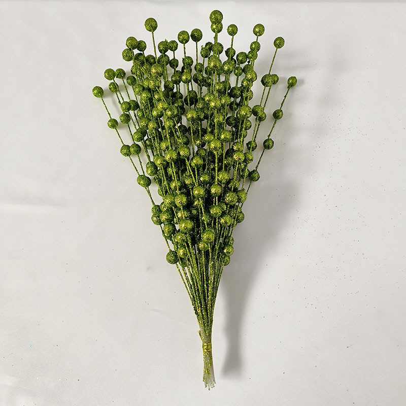 圣诞装饰仿真金粉浆果开心果金粉球把束假花酒店婚庆装饰红果跨境详情12