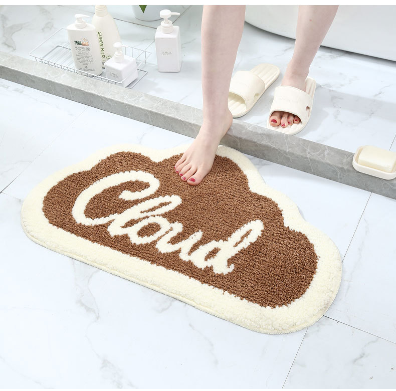 Simple Cloud Super Fiber bathroom, water-absorbing and anti-slip floor mat, home bedroom entrance mat pic 10