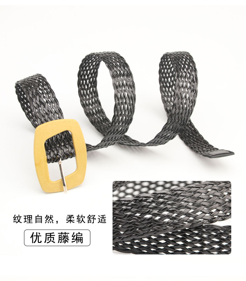 New retro InS-style faux wood buckle rattan belt, versatile dress, shirt, suit pants, woven belt for women pic 36