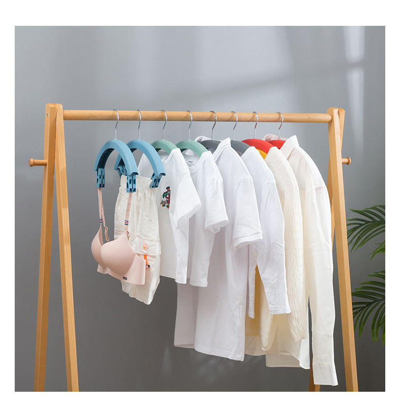 Rainbow rotating clothes drying rack, student dormitory bed sheet drying rack, seamless, anti-slip, wide-shoulder clothes hanging rack with trouser clips pic 15