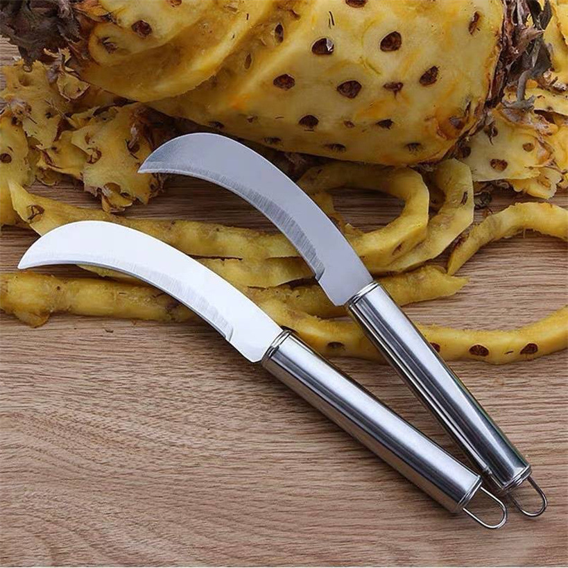 All-steel handle pineapple knife, curved knife, stainless steel peeler, eye remover, fruit knife, banana and melon knife, two-yuan supply pic 4