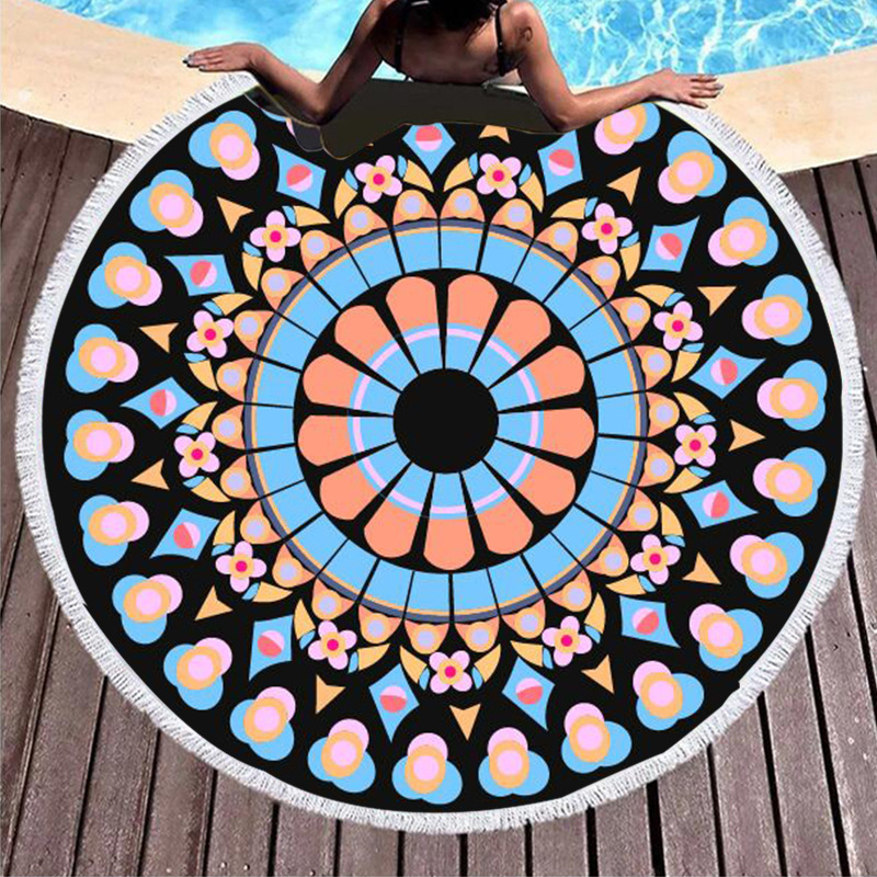 Cross-border microfiber printed beach towels, custom-made printed swimming sweat-wiping beach seat covers, bath towels pic 7