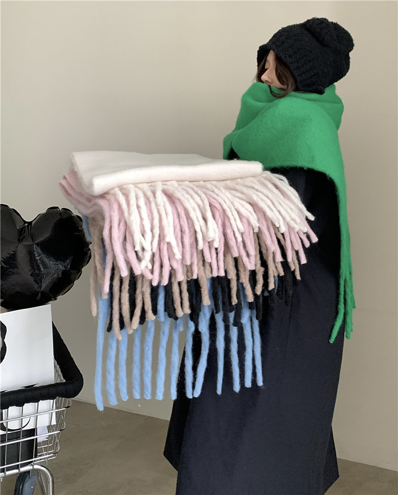 Solid color Korean-style thickened scarf for women 2022 new Korean-style winter scarf for men, versatile shawl scarf in pink pic 13