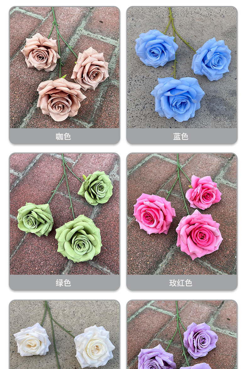 3头钻石玫瑰花仿真假花装饰婚庆婚礼堂路引插花商场瀑布玫瑰造景详情4
