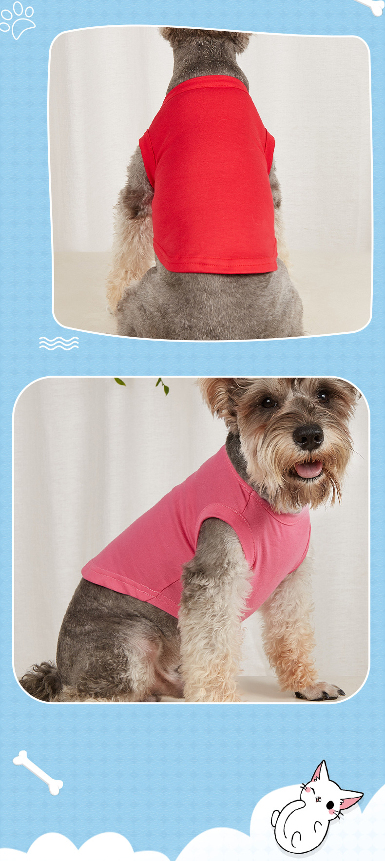 Export pet T-shirts, blouses, dog clothing, sleeveless solid colors, autumn and winter dog pet supplies are available for wholesale. New styles in stock pic 10