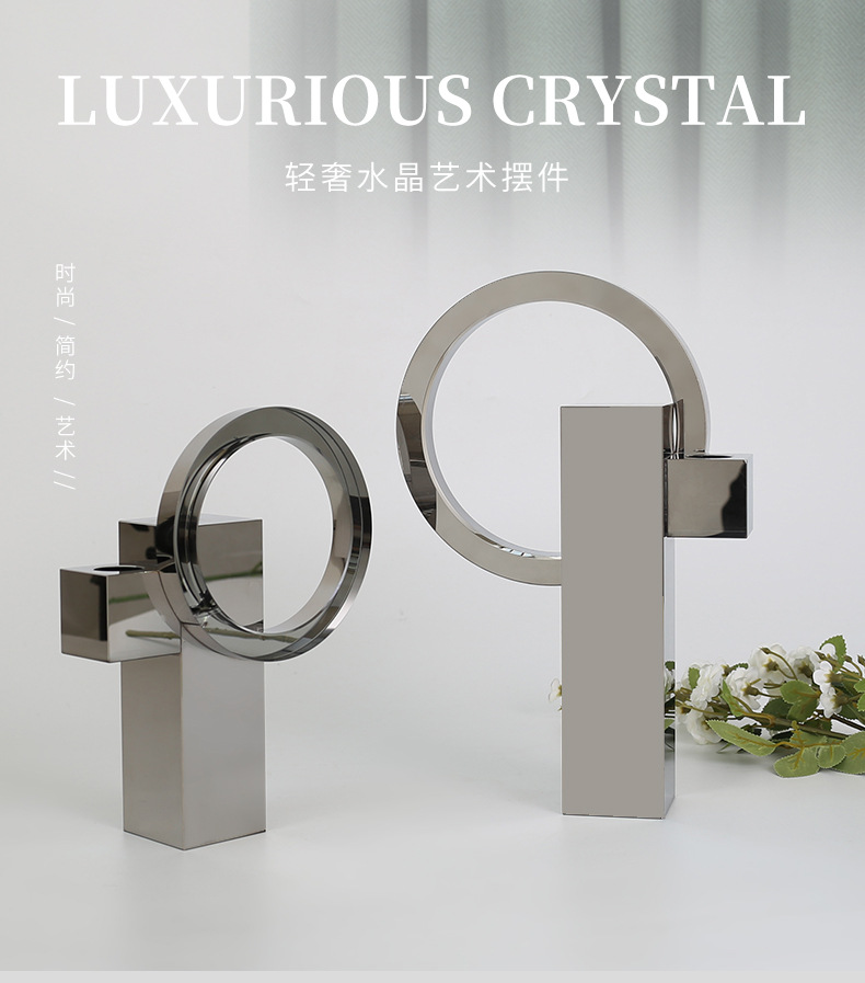 Creative living room art crystal ornaments, bedroom and study decoration, simple and modern home decoration model room, hotel handicrafts, candlestick decoration pic 17
