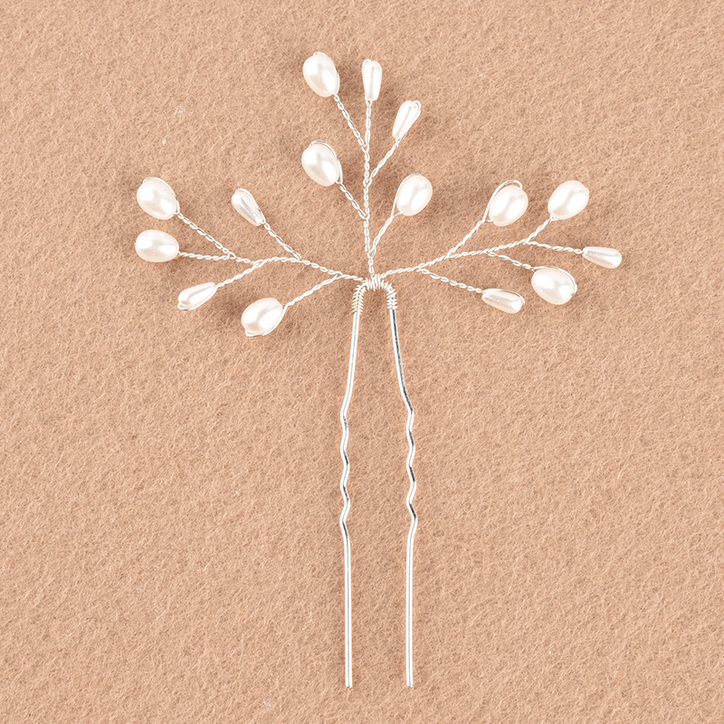 Handcrafted pearl hair forks, simple and elegant daily hair accessories for brides, hairpins, handcrafted beaded pearl gold and silver hair accessories pic 32