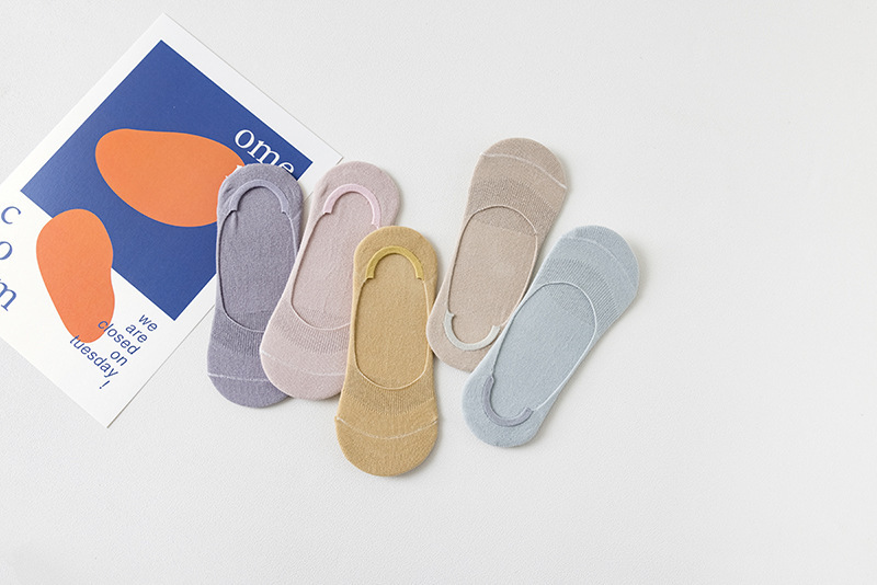 新款女隐形春夏女士袜子纯色防掉跟隐形袜点胶空调袜室内袜脚底袜详情3