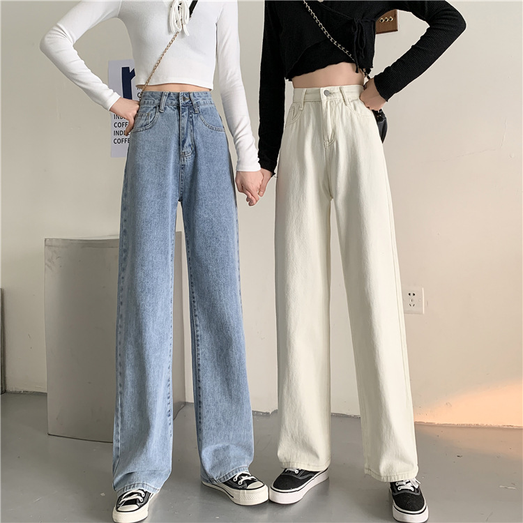 Spring 2021 new loose jeans for petite women, high-waisted and slimming, wide-leg and straight-leg pants, trendy on Instagram pic 1