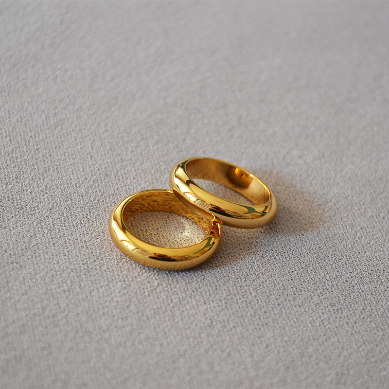 French Celi cold style, simple and fashionable, versatile, layered band, plain surface, aperture, brass gold-plated ring, index finger ring for girls pic 9