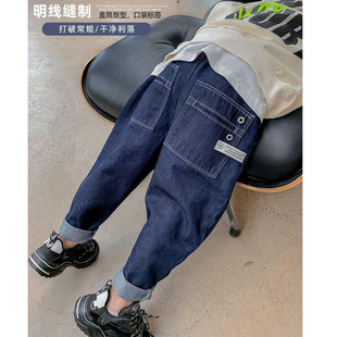 童装男童牛仔裤春秋款2022儿童一体绒裤子中大童秋冬加绒宽松韩版详情23