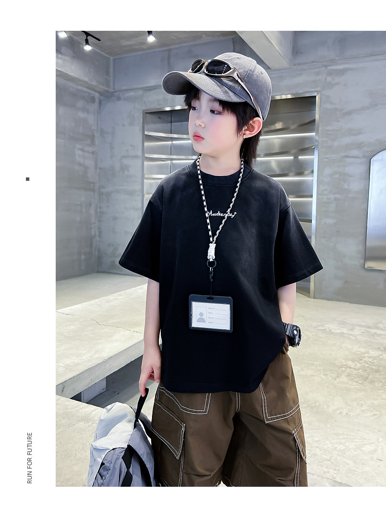 Summer dopamine-gradient short-sleeved T-shirt for boys 2025 New style summer half-sleeved ice-feel top for teenagers and children pic 17