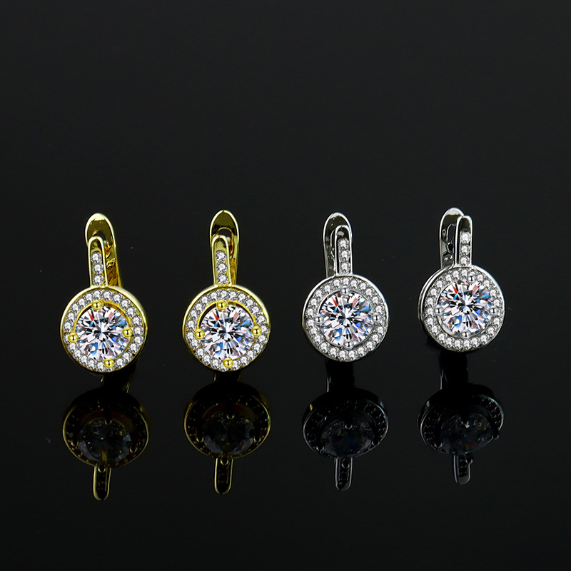 跨境外贸欧美轻奢高级感椭圆耳饰女生耳扣锆石手工微镶嵌气质耳环详情5