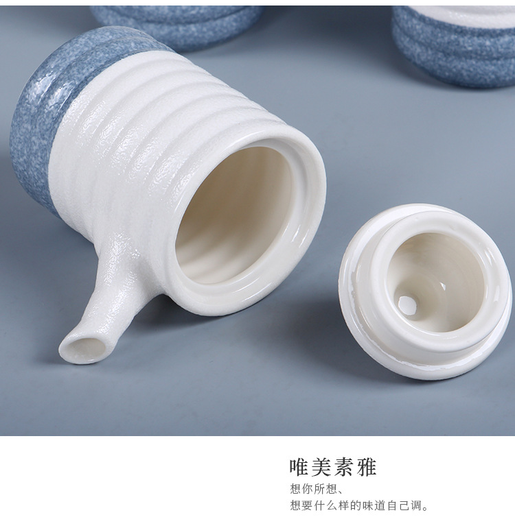 Snowflake glaze Japanese ceramic oil pot, vinegar pot, soy sauce pot, creative restaurant cooking seasoning bottle, Japanese style and Japanese style pic 3