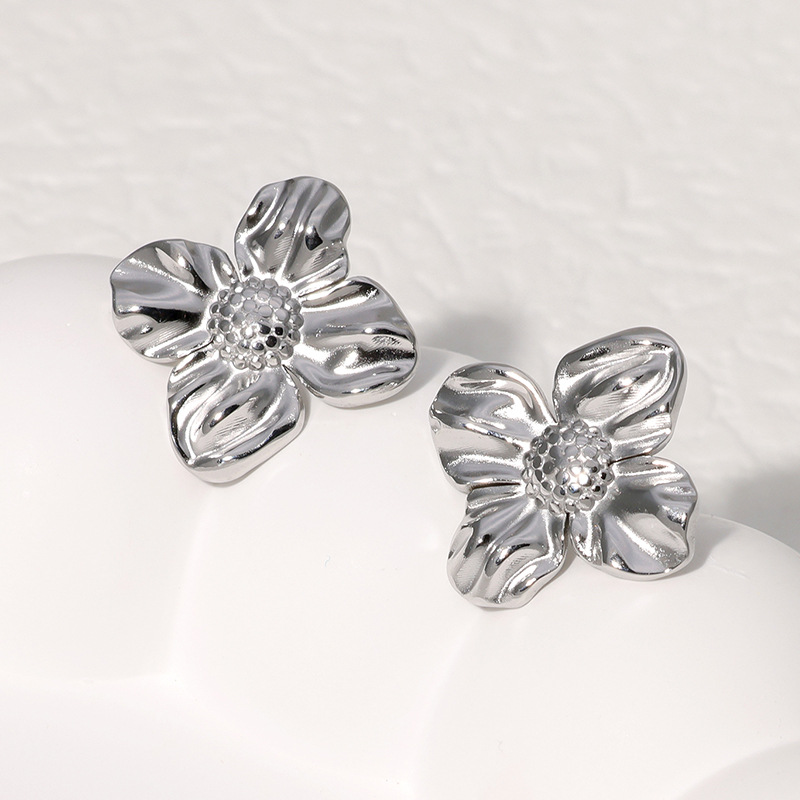 跨境欧美钛钢耳钉女不掉色简约高级感冷淡风耳饰金属感不锈钢耳钉详情25