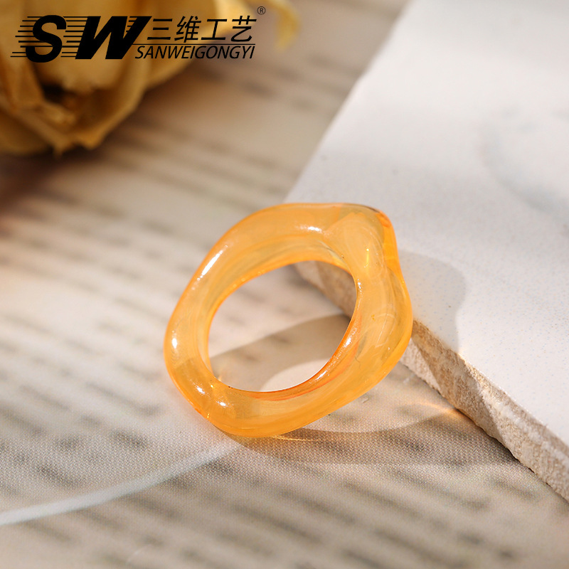 The same resin bright and transparent color ring as Dongdaemun in South Korea, featuring a simple macaron color ring design pic 15