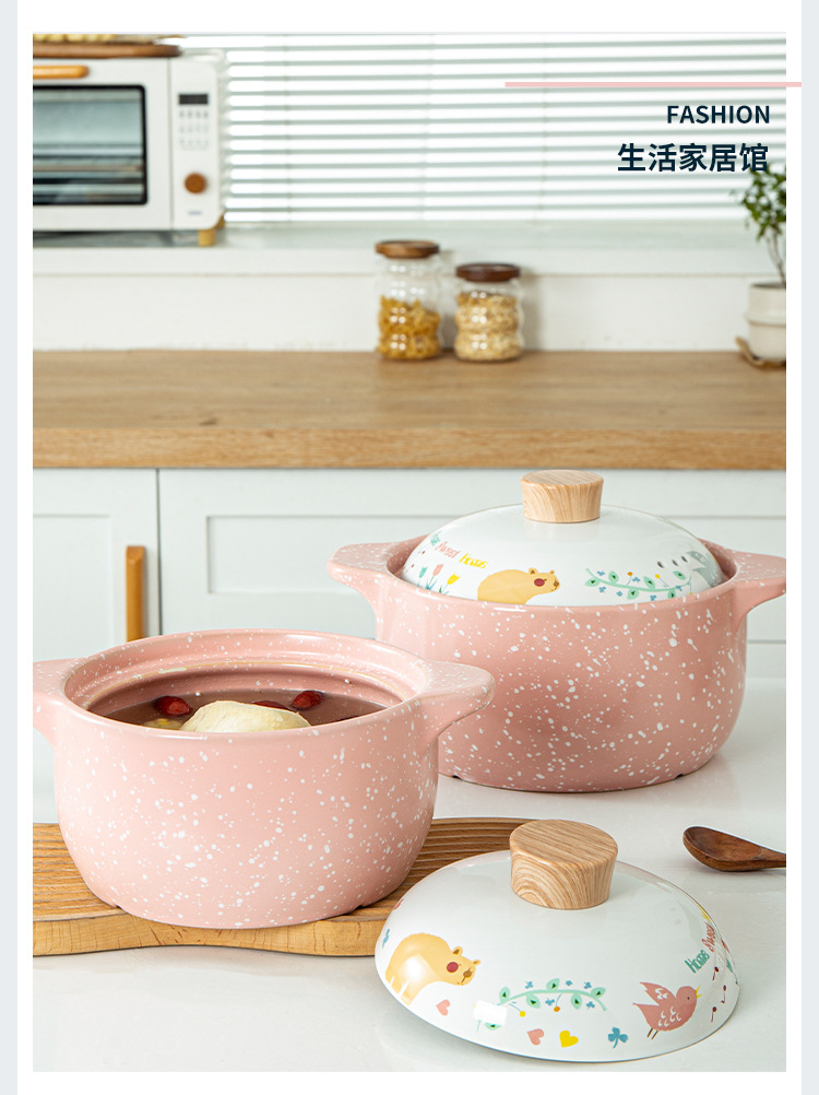 Kawashima House cute style clay pot, soup and stew pot, household open flame gas stove, clay pot, high-temperature resistant ceramic pot, milk pot pic 8