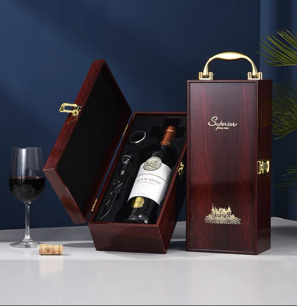 单支木制红酒盒单瓶红酒包装盒新皮盒新款葡萄酒红酒双瓶两瓶酒盒详情12