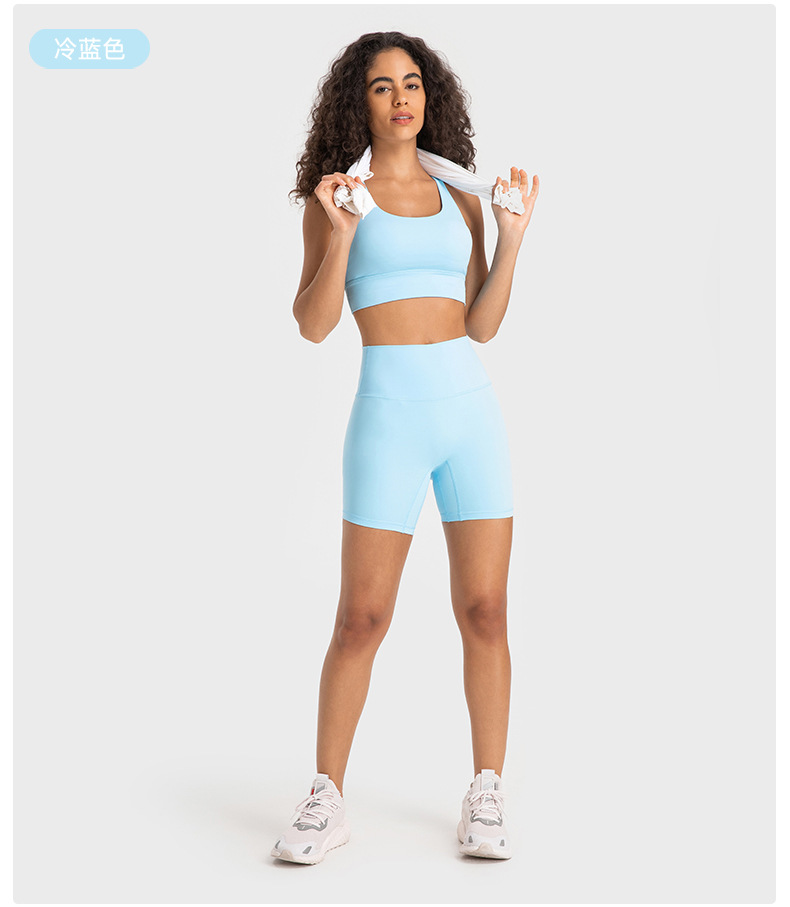 New nude-feel, no-embarrassment line solid color yoga shorts, double-sided brushed tight elastic sports and fitness three-inch pants for women pic 34