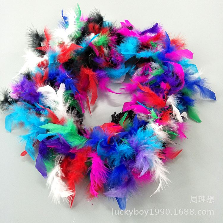 Factory wholesale Turkey feather strips, ball, festival, wedding mixed color feather scarves, seven-color firepiece wool strips pic 28