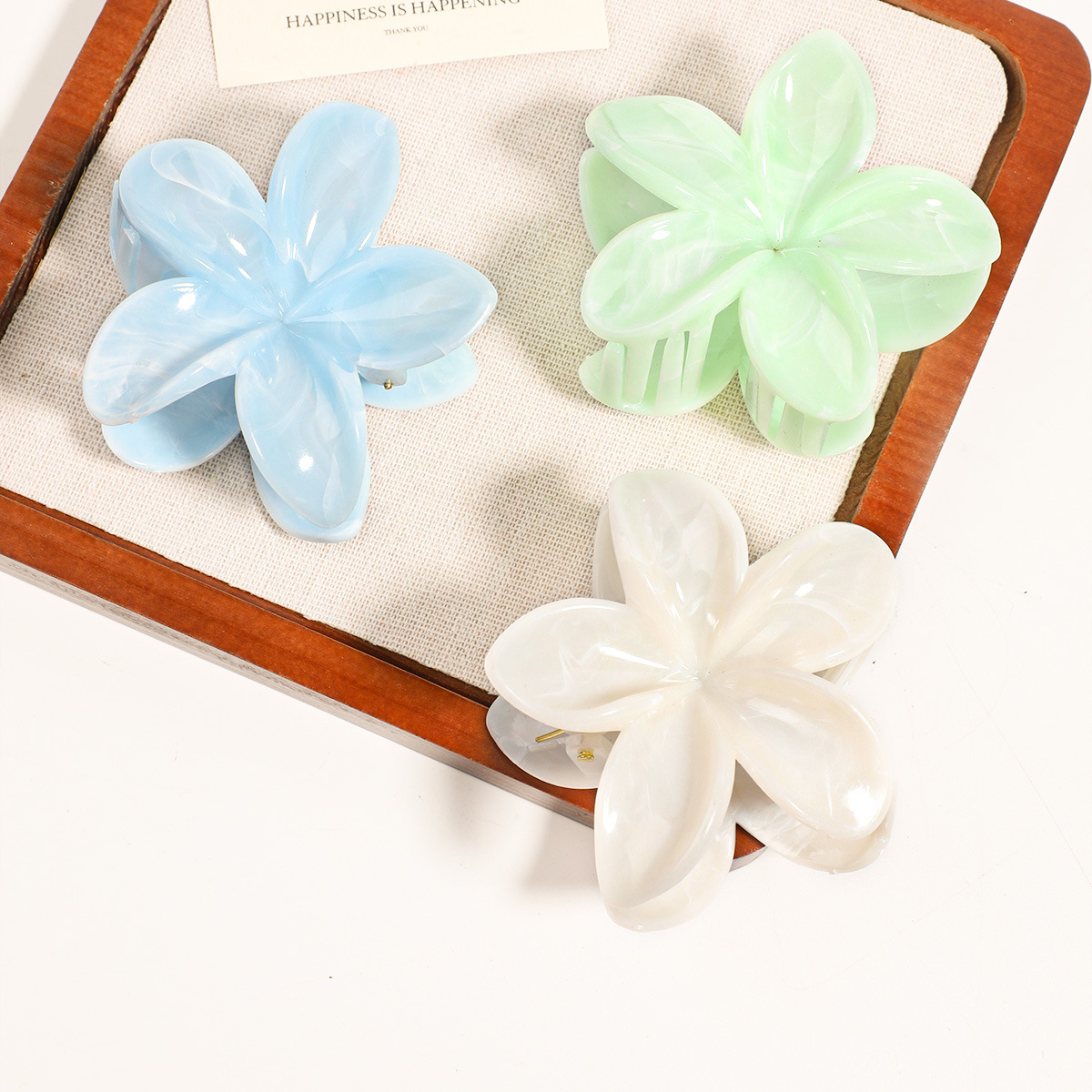 跨境新款拉丝鎏金鸡蛋花抓夹小号紫荆花编发碎发夹高级感金丝发饰详情23