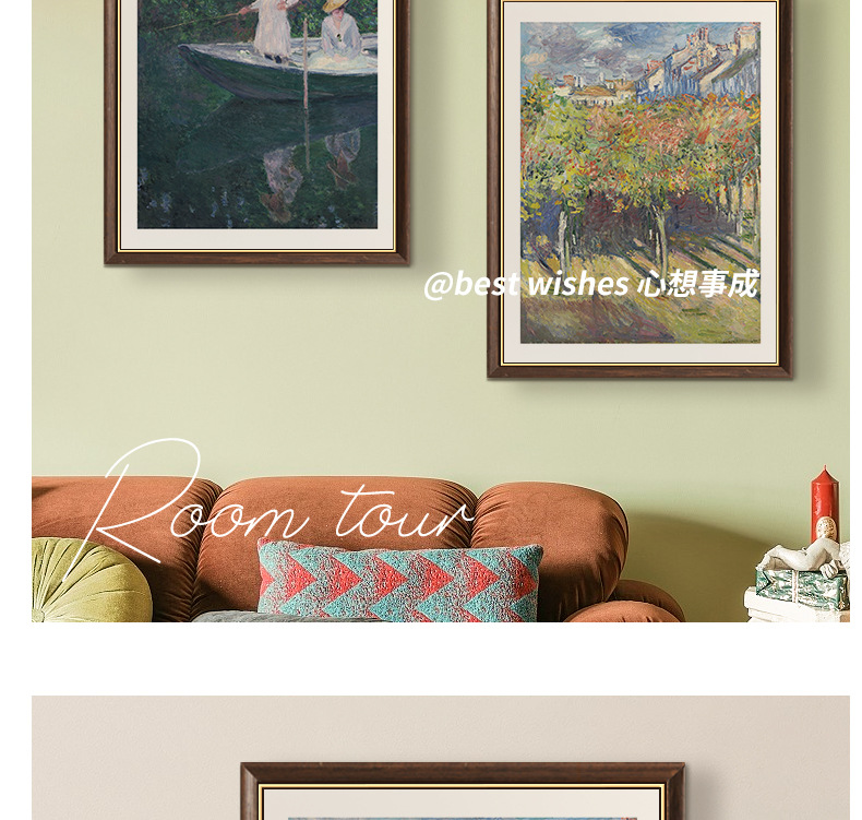 法式复古客厅装饰画莫奈小众艺术酒店工装餐厅卧室走廊过道挂画详情4