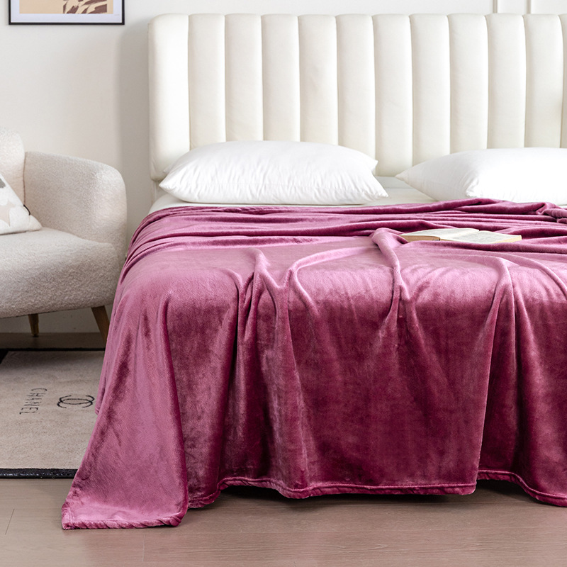 430-gram solid-color flannel coral velvet blanket, plain sofa cover blanket, air-conditioned nap blanket pic 13