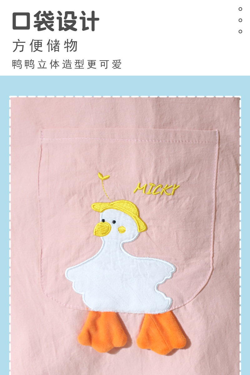 卡通动物双层防水布艺围裙 康乐屋全棉口袋家用无袖女围裙批发详情5