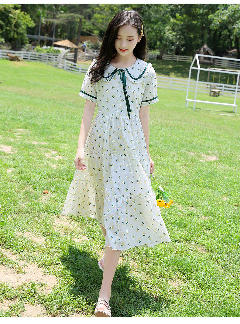 女童娃娃领连衣裙夏季新款12女孩13裙子15岁中大童学生宽松连衣裙详情7
