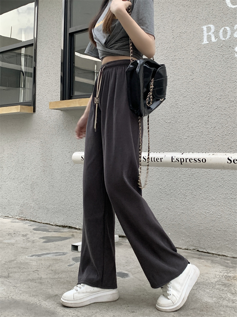 Corduroy ultra-fine corduroy wide-leg pants for women, new autumn style double drawstring smiling face belt casual pants, high-waisted straight-leg pants pic 25