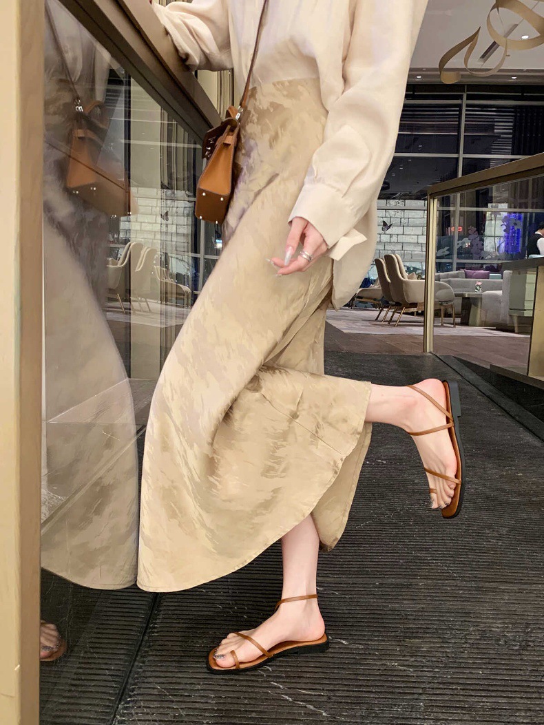 牛皮版~葡萄妈挪威夏天法式极简细带时髦套趾百搭平底凉鞋女凉拖详情9