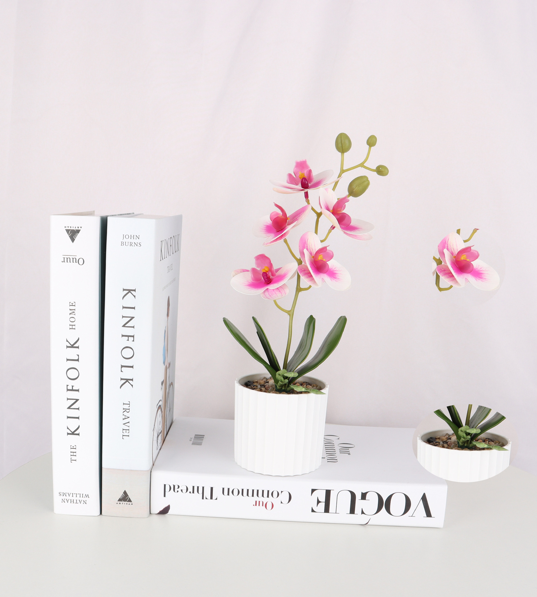 Simulated Phalaenopsis 5-head four-leaf potted plant/simulated bonsai/simulated flower creative indoor small decoration/Amazon factory pic 4