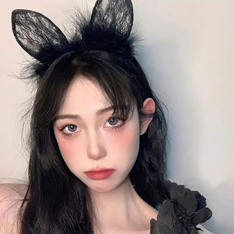 御姐萝莉可爱铃铛猫耳朵发箍花边蕾丝蝴蝶结发饰可爱饰品派对头饰详情9