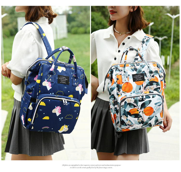 Wholesale of new mom bags, large-capacity waterproof double-shoulder baby bags with baby bottles and diapers, ultra-light mom baby bags pic 18