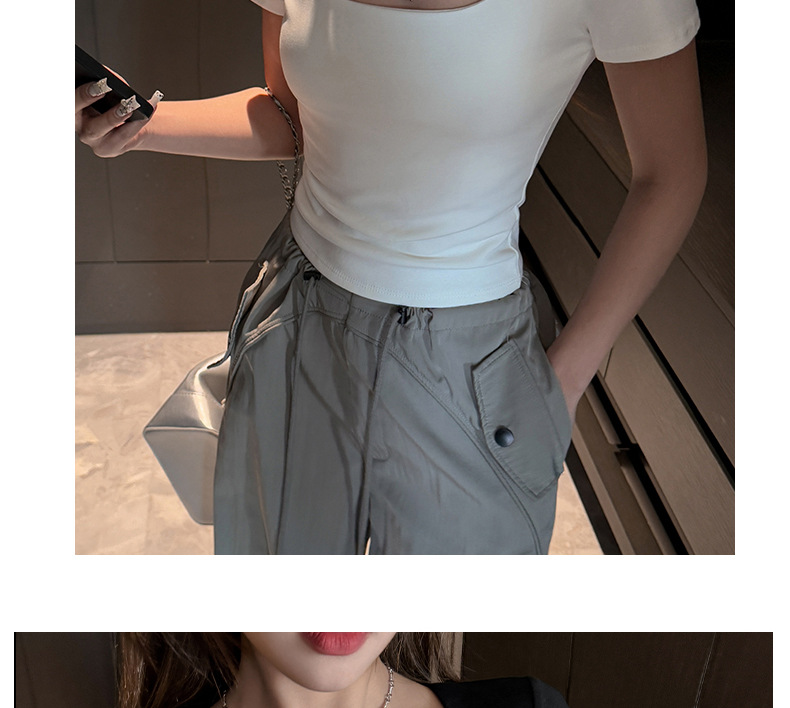 夏季纯棉方领辣妹正肩短袖t恤女式修身显瘦高级感韩系女装T恤上衣详情19