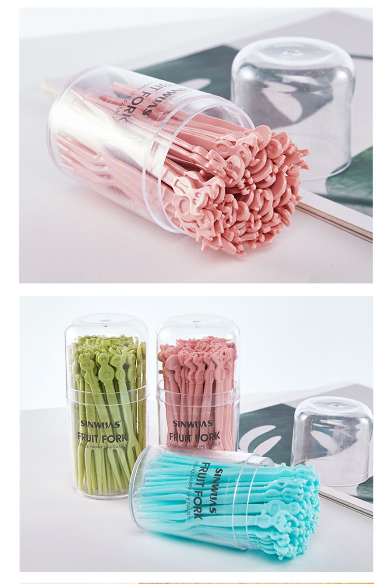 Fruit fork set, disposable plastic two-toothed, household fruit, cake, dessert fork, snack small fork pic 38