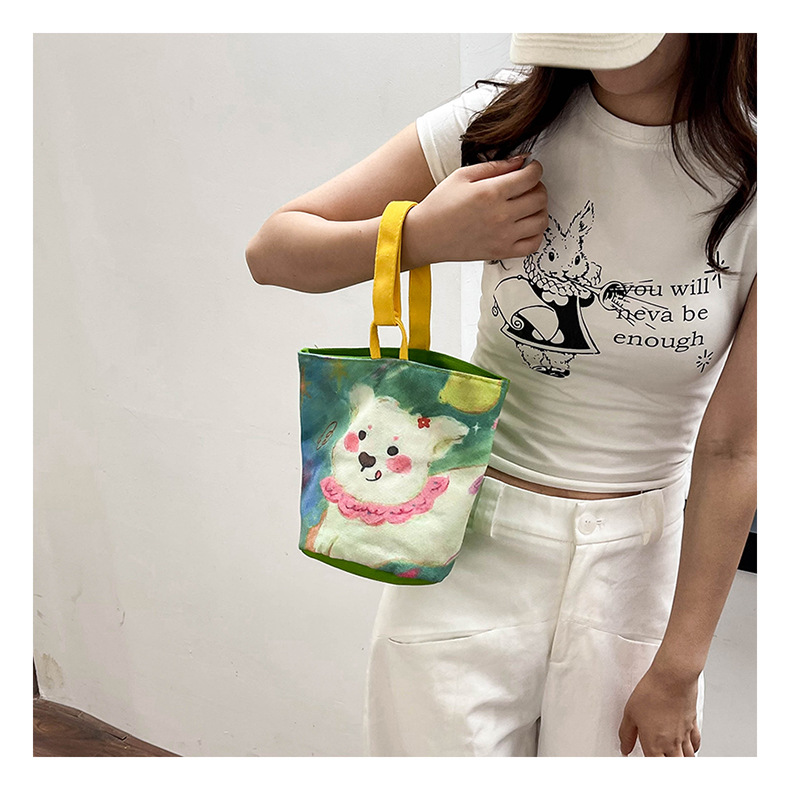 Pintura al óleo viento bolsa de mano linda impresión de un hombro bolsa portátil exterior cartoon student canvas bag al por mayor pic 12