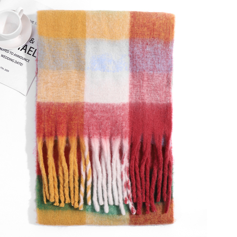 圈圈纱彩色AC格子围巾女冬季加厚保暖仿马海毛粗须仿羊绒披肩外贸详情36