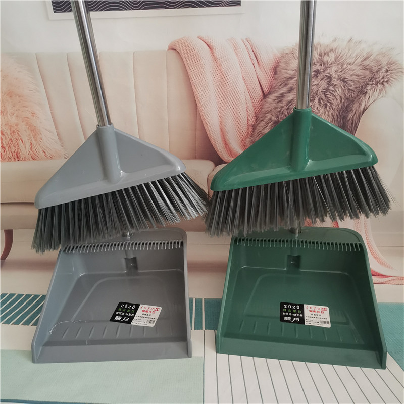 Daily necessities broom and dustpan set combination cleaning supplies, thickened stainless steel rod broom, office broom pic 4